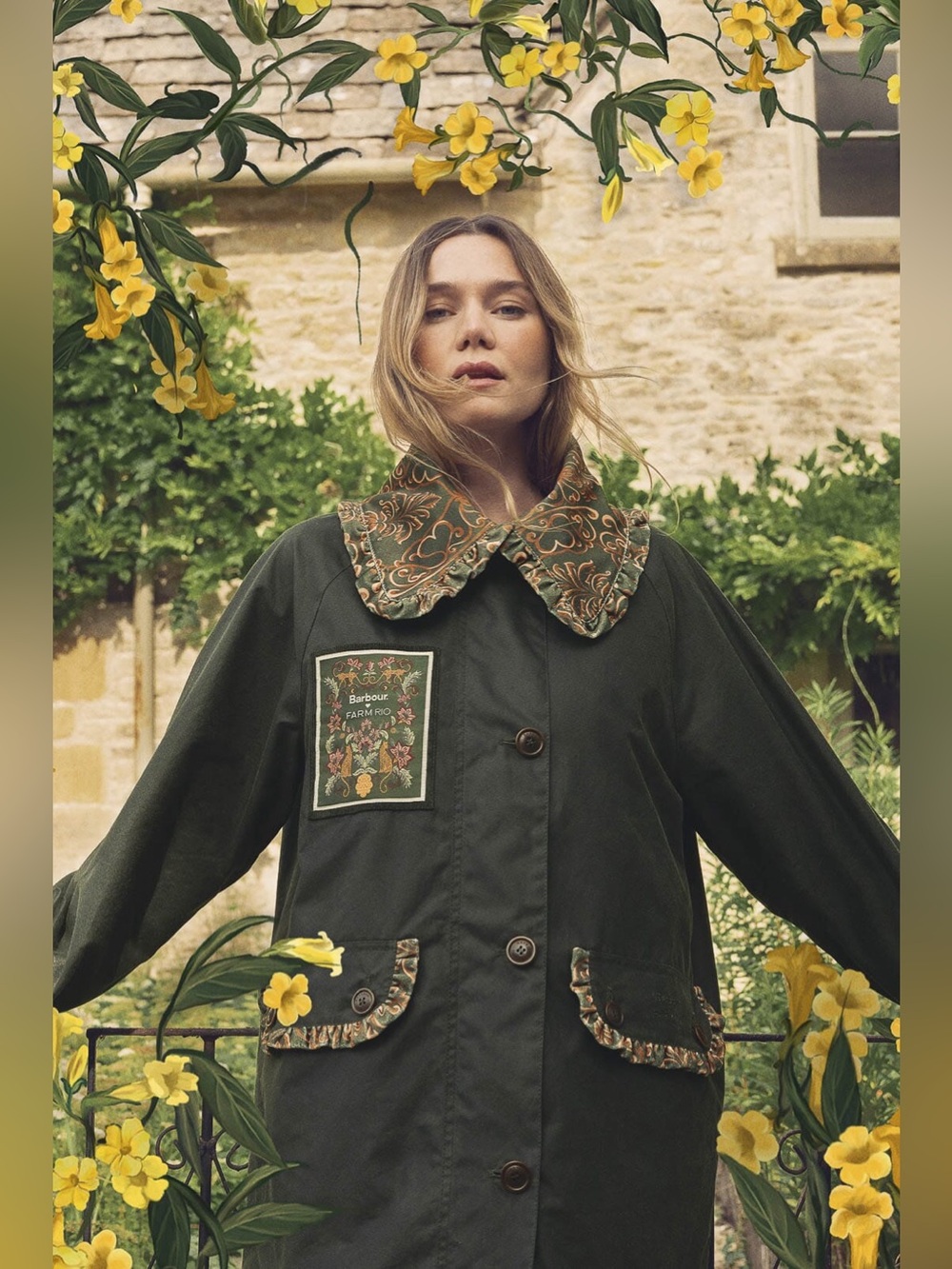 Barbour x Farm Rio New Maria Clara Wax Jacket Green Small